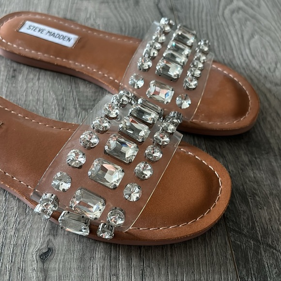 Steve Madden Rhinestone Slip On Sandals - Picture 2 of 3